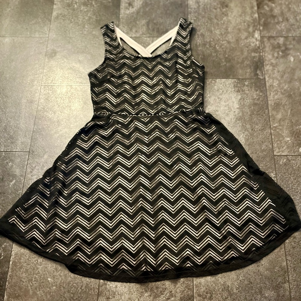 Candie’s Black and Tan Chevron Sleeveless Dress